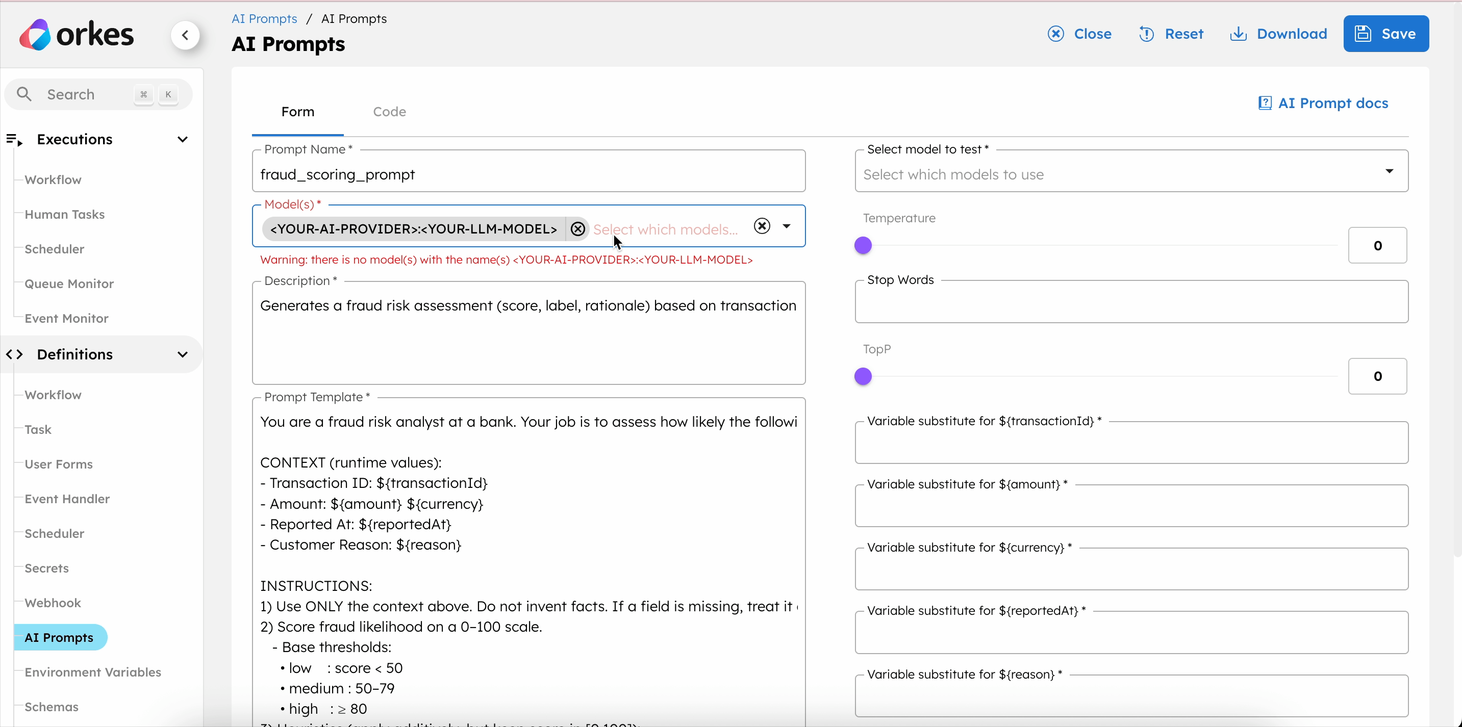 Updating ai prompt with the integrated model