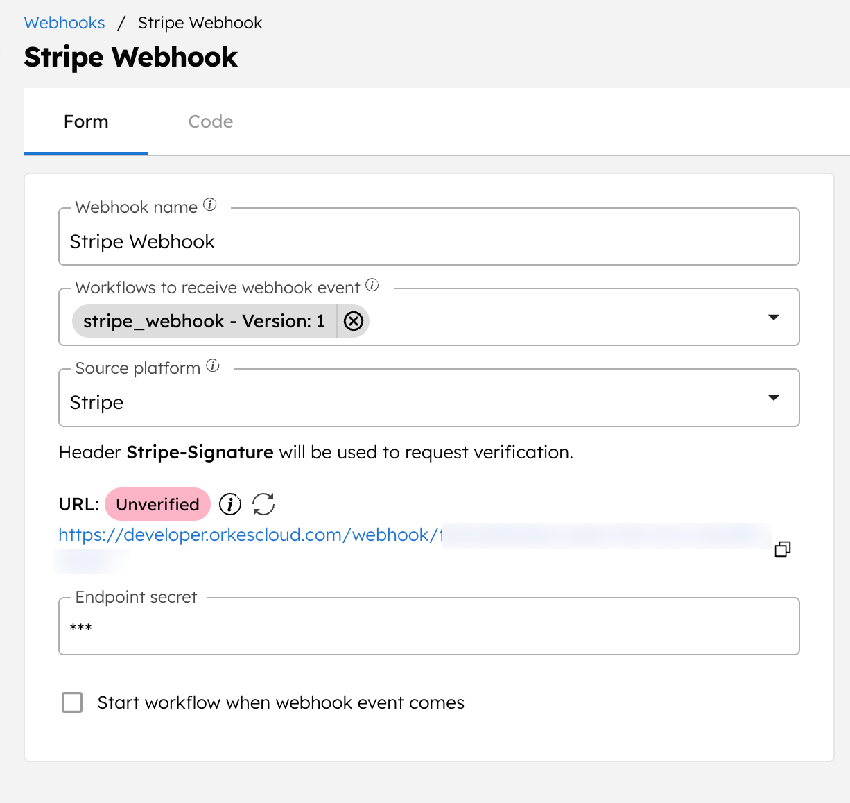 Stripe webhook in Conductor