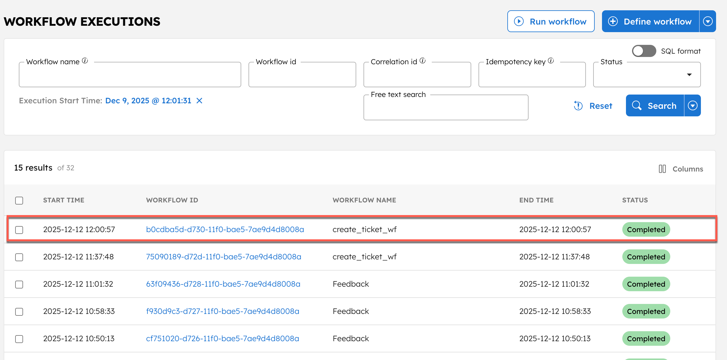 Workflow executions in Conductor