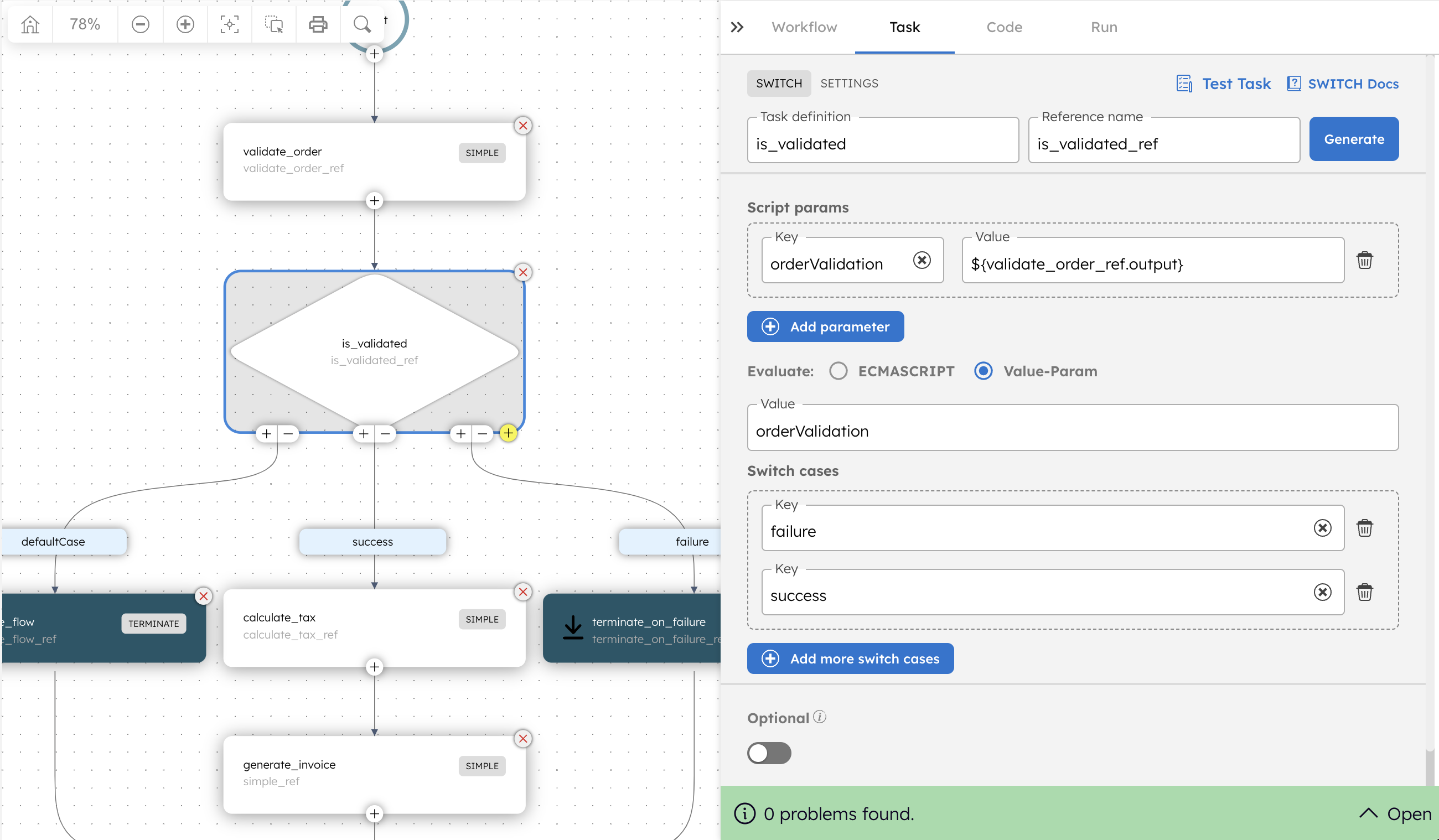 Screenshot of the Switch task in Conductor