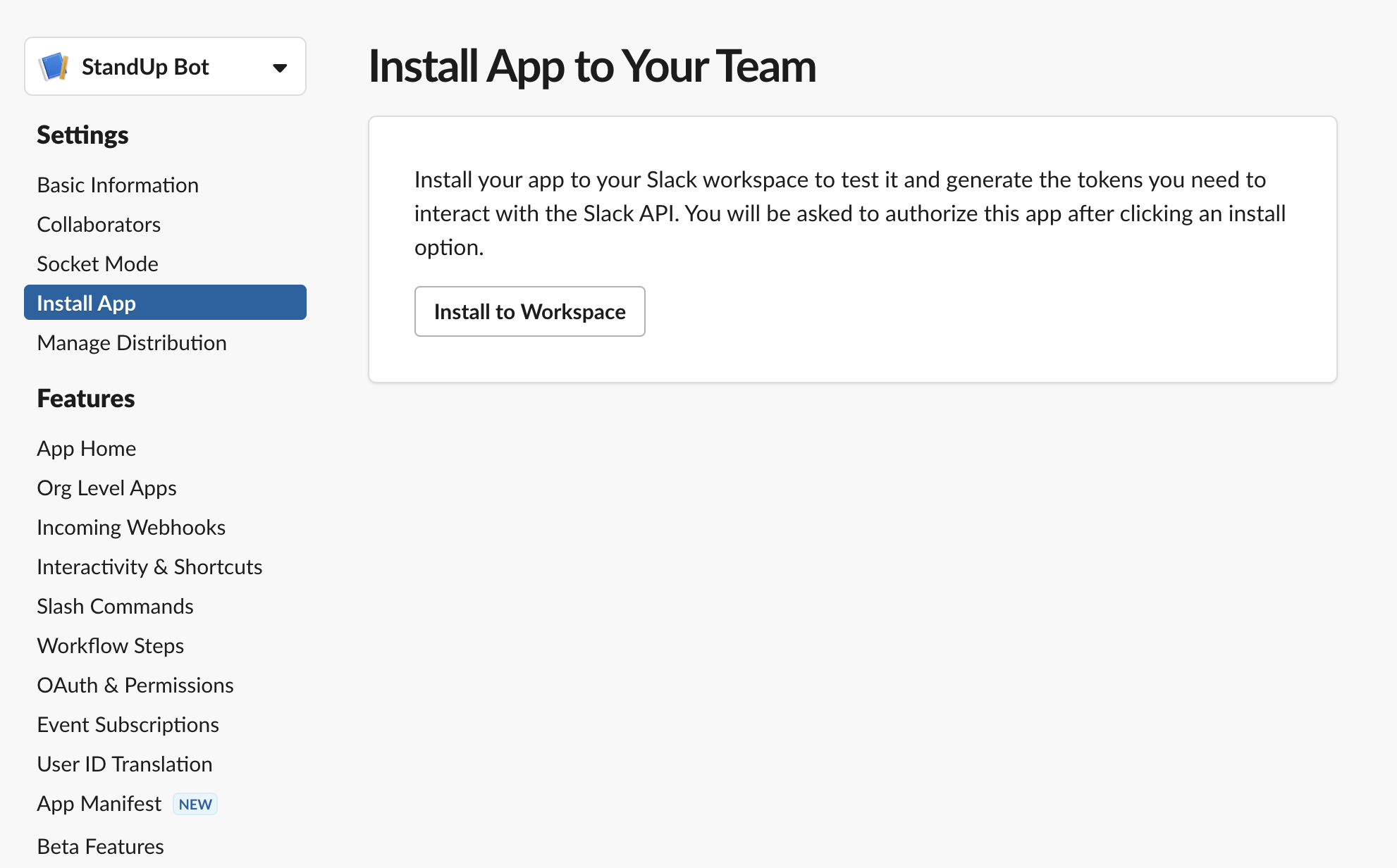 Installing Slack App