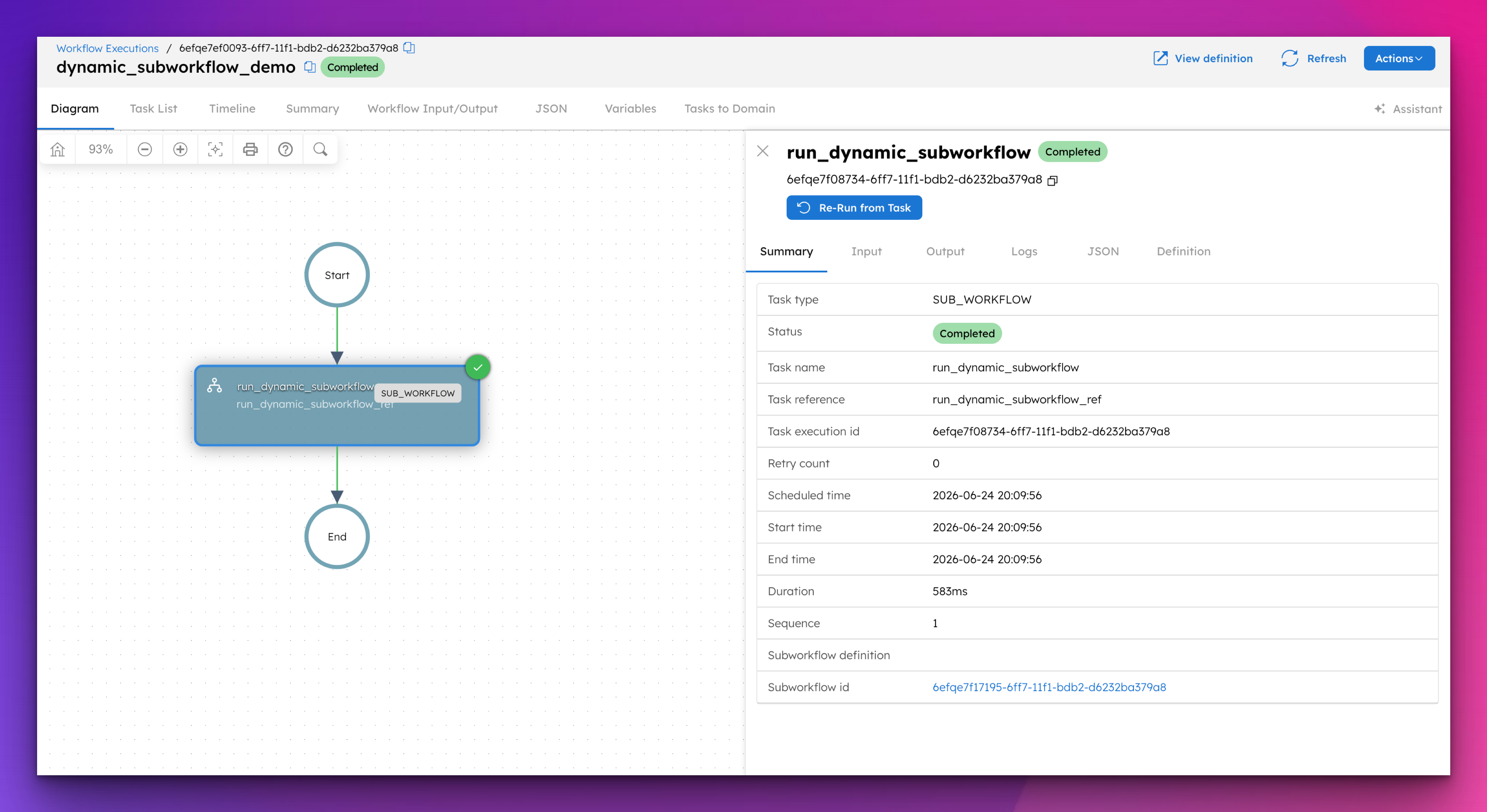 Cover image for the article showing a subworkflow task in the execution tab in orkes conductor