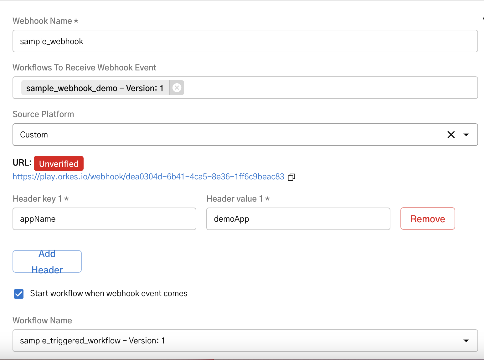 Webhook with URL unverified